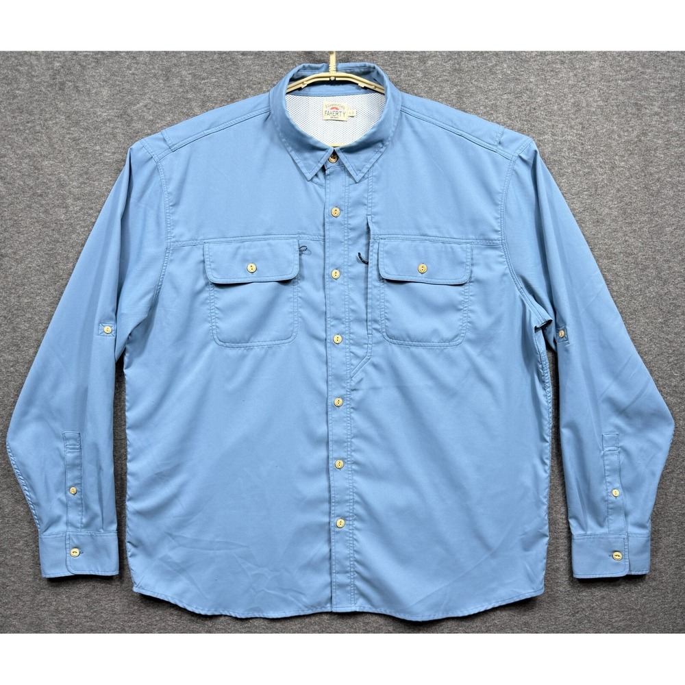 Faherty Shirt Mens XL Blue All Day Air Vented Long Sleeve Button Outdoor Fishing